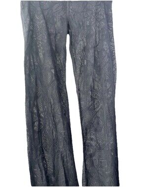 Urban Behavior Lace Footless Tights Gray Womens L  Dance Y2K Edgy Romance